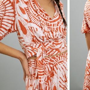 Anthropologie Bodhi Blouse Orange and White NWOT